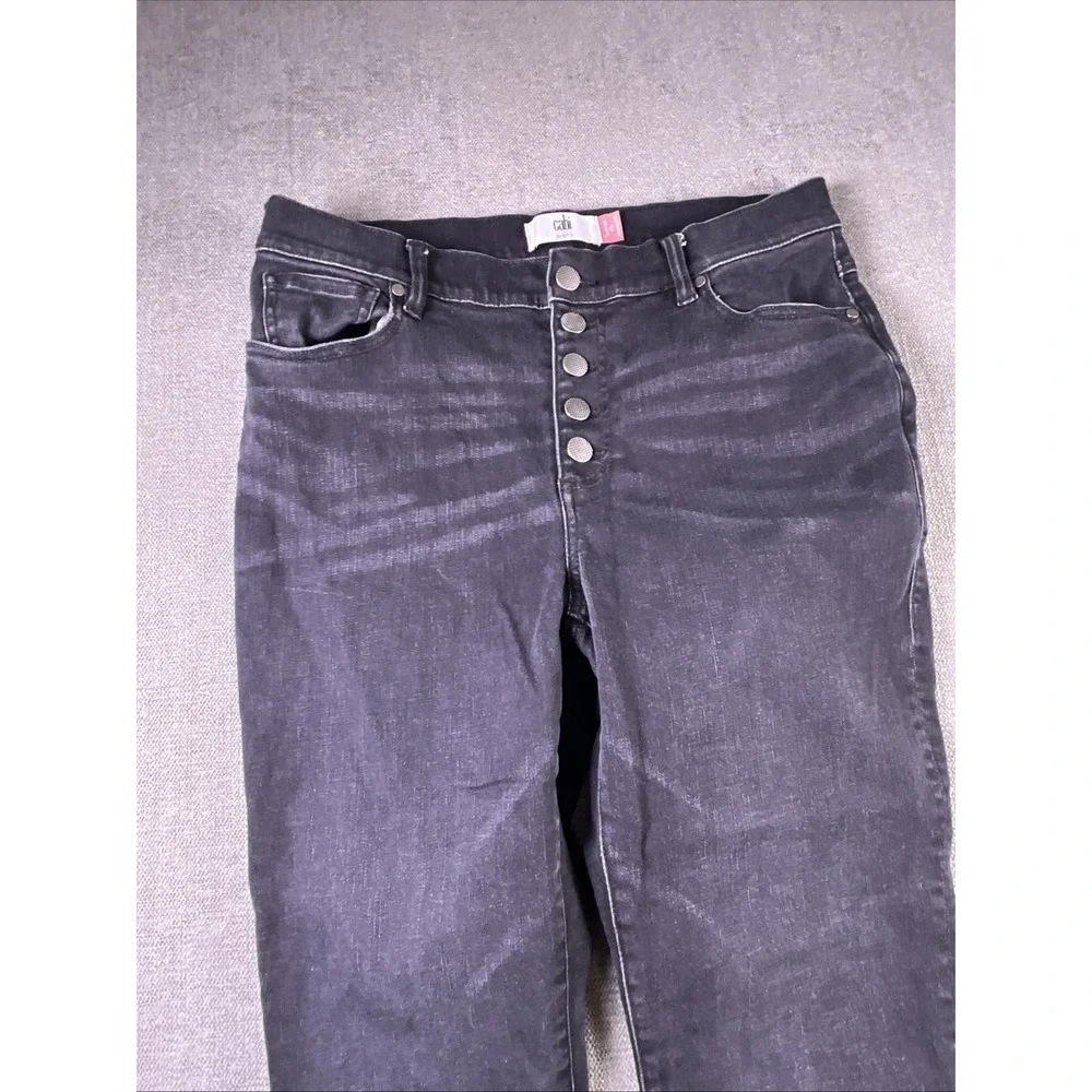 Cabi Jeans Button Fly Skinny Women 10 Black Bohemian City Preppy Straight